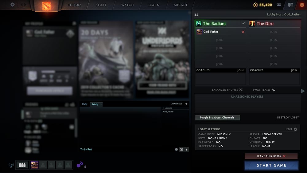 How to play withl bots in dota 2