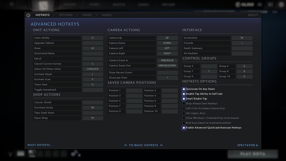 details to enable quick cast in dota 2