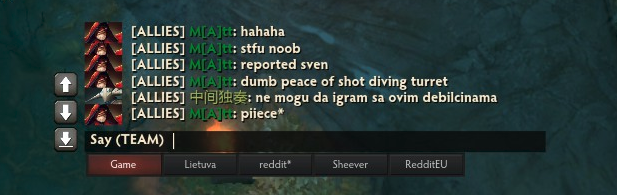 Dota 2 muting text chat because of trash talk