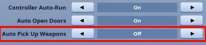 Toggle Auto Pick up Weapons
