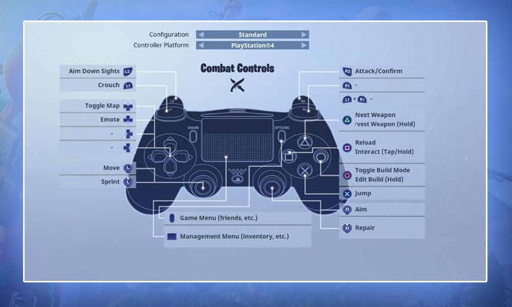 Fortnite Playstation Controls and Keys for Combat