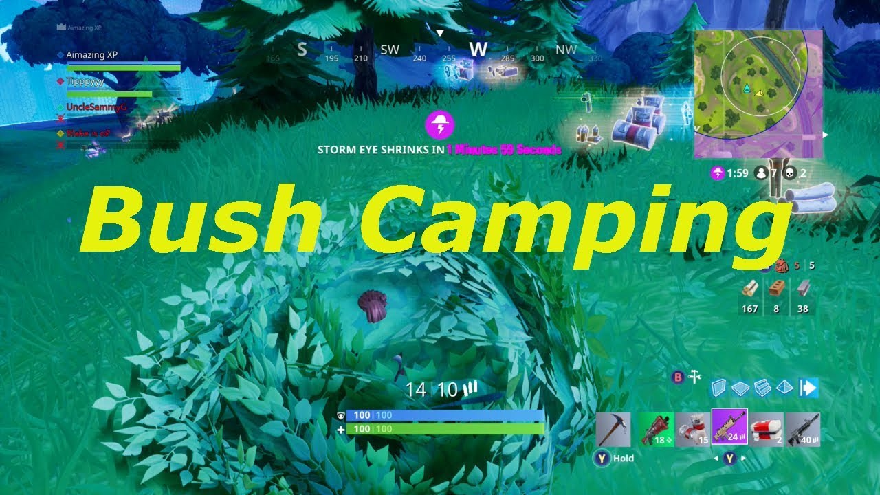 bush camping in Fortnite