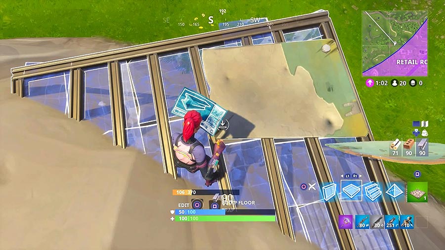 Use a Fortnite construction build while you fall