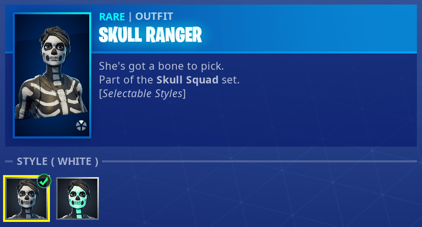 Skull Ranger Fortnite Selectable Styles