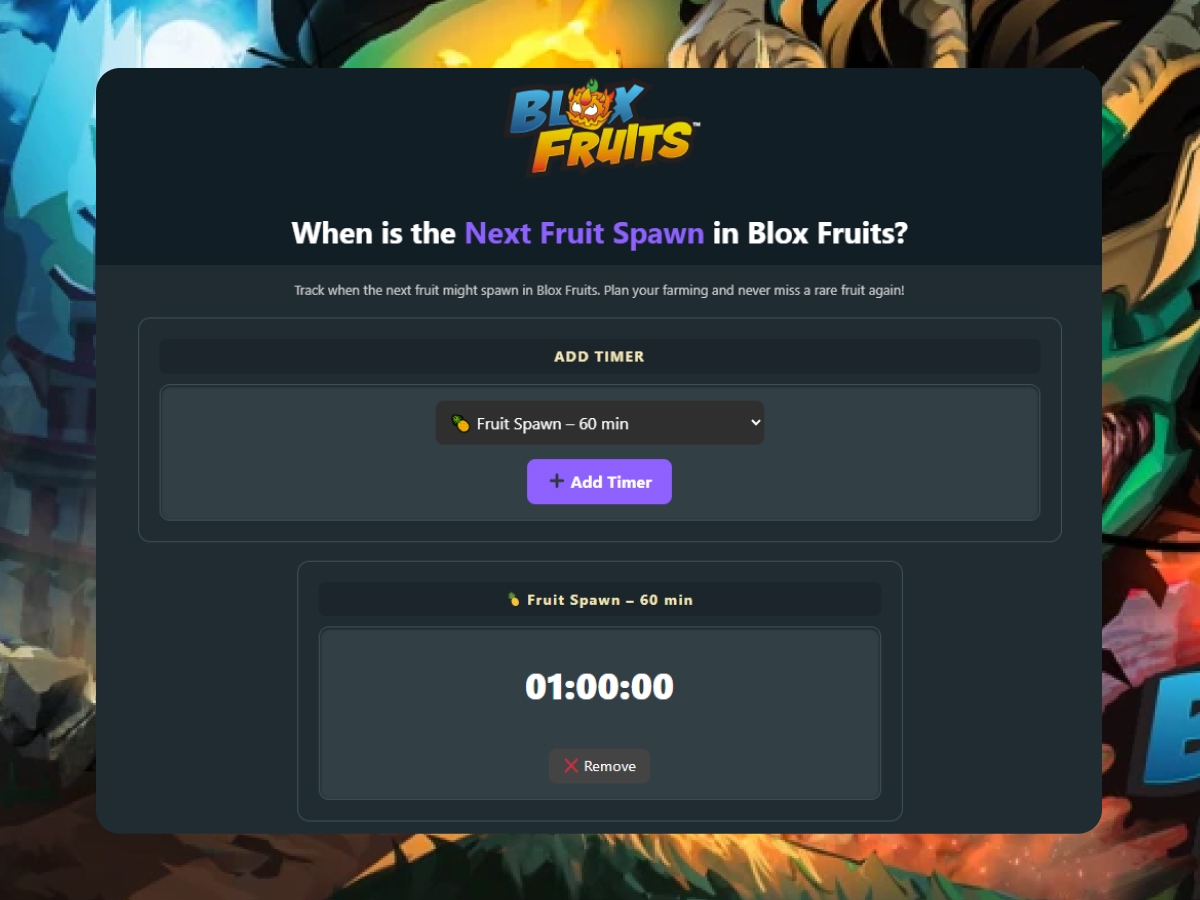 Blox Fruits Timer Tool
