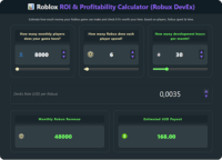 Roblox ROI + Profitability Game Calculator (Robux DevEx)