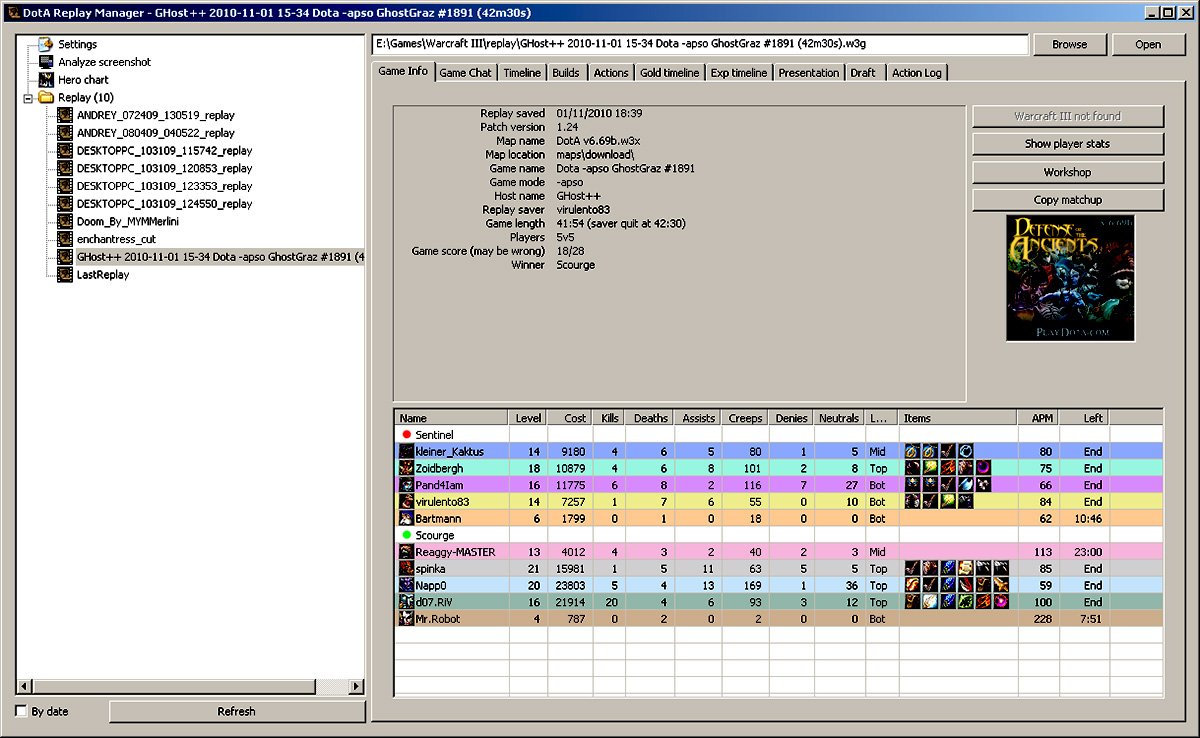 Dota Replay Manager Screenshot