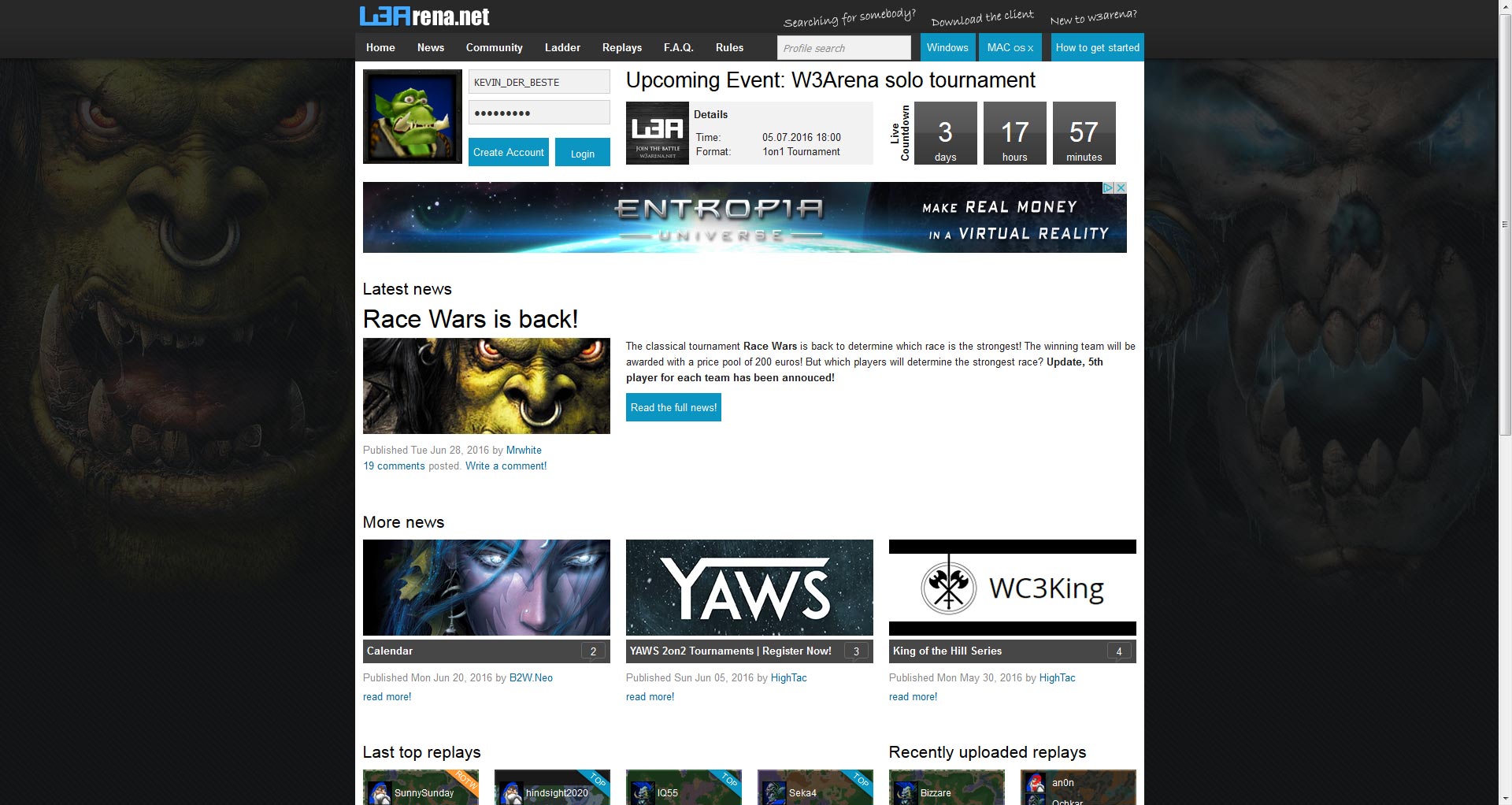 w3arena-homepage-warcraft-progamer-ladder