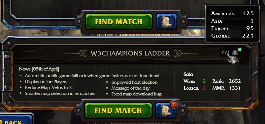 W3Champions Ladder Lobby Screenshot