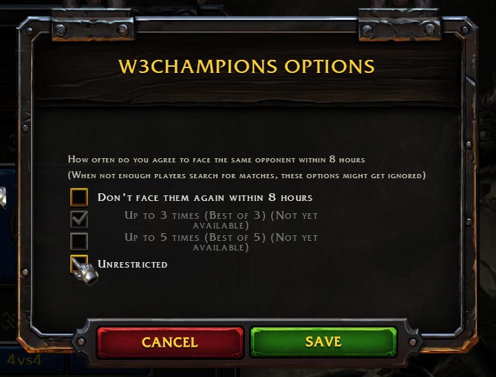 W3Champions Options